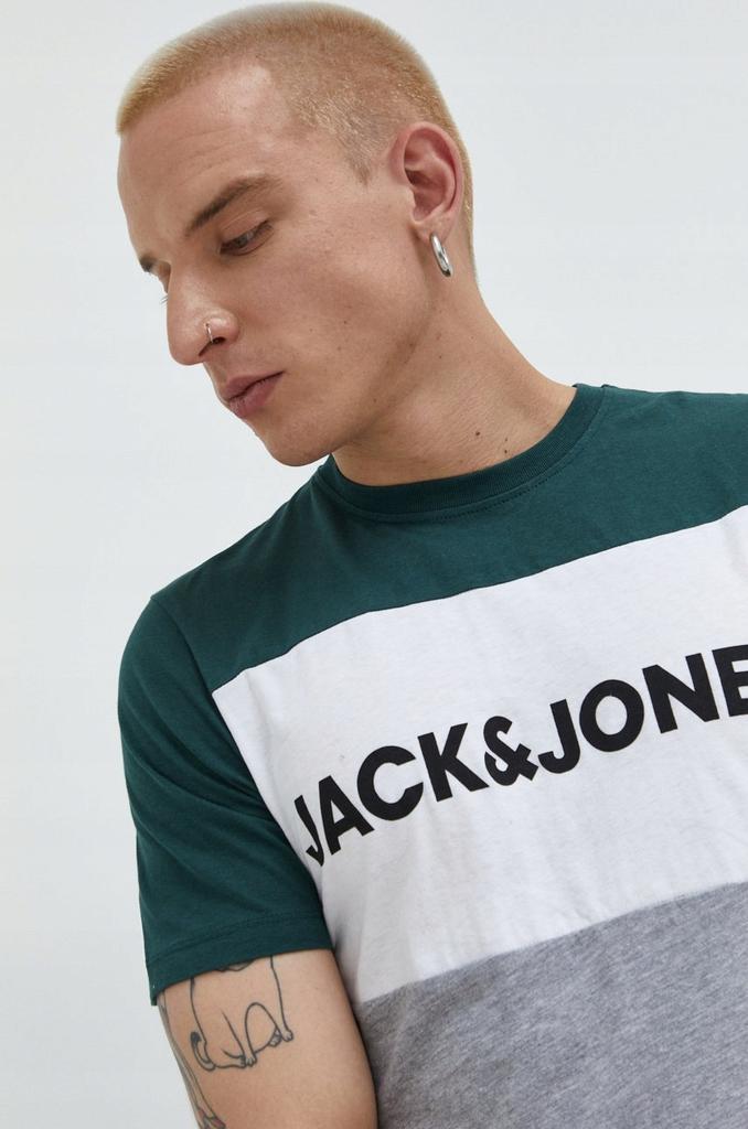 Y7850 Jack & Jones Cotton T-Shirt Men's Logo Blocking S