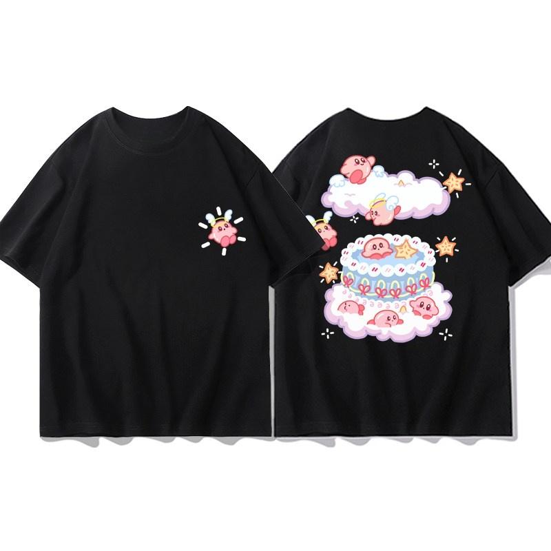 Adult and Children Kirby Cartoon Expression Funny Print Pure Cotton Personalized ParentChild and Best Friend Short Sleeve