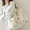 Baby Diaper Bag Embroidered Nappy Organizer Messenger Bag Cute Cartoon Shoulder Bag with Zipper Luggage Tote Bag for Travel