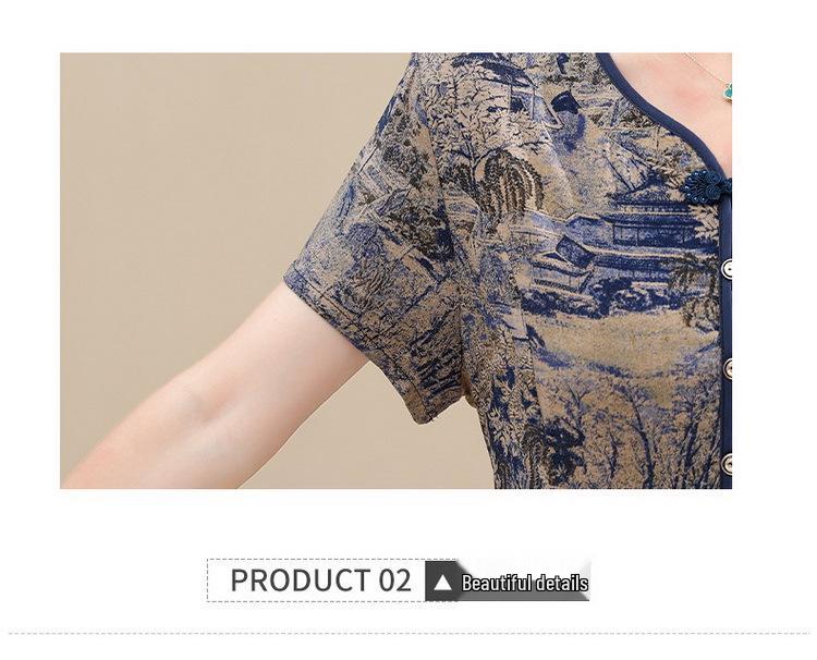 2026 Summer Stylish Loose-Fit Mid-Length Short-Sleeve Dress with Pockets for Middle-Aged and Elderly Women