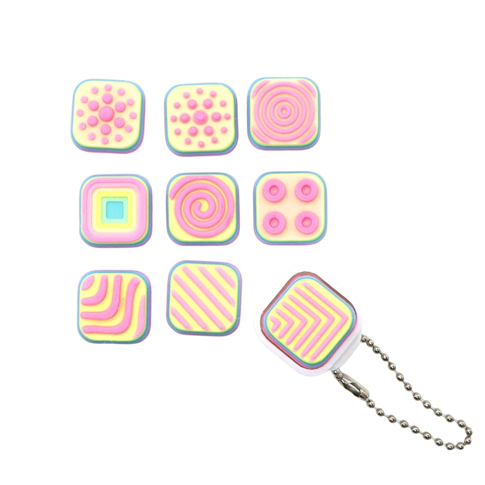 

3D Printed Stress Relief Keychain Fidget Toy Set Square Shape Tactile Buttons Sensory Pressing Key Pendant for Anxiety Reduction and Focus Improvement