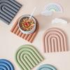 Rainbow Silicone Pot Mat Heat Resistant Trivet for Hot Dishes Non-Slip Table Placemat for Kitchen Home Bar Outdoor Use