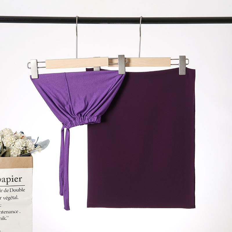 2Pcs Chiffon Hijab With Matching Undercap Set Women Plain Shawl Jersey Inner Modal Caps Muslim Headband Two-Piece Scarf Set