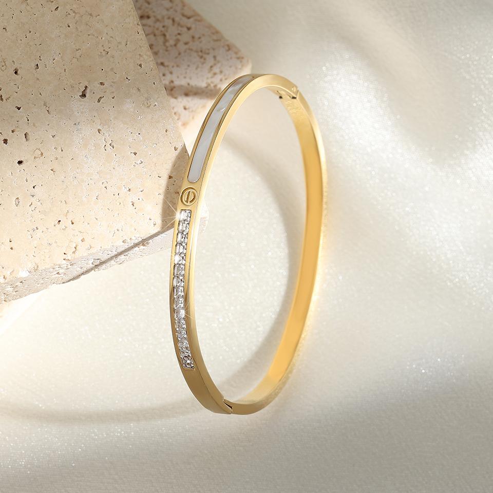 

Модные простые браслеты из нержавеющей стали 316L с инкрустацией ракушками для женщин, позолоченные, для пары, не тускнеющие, браслет, праздничные украшения