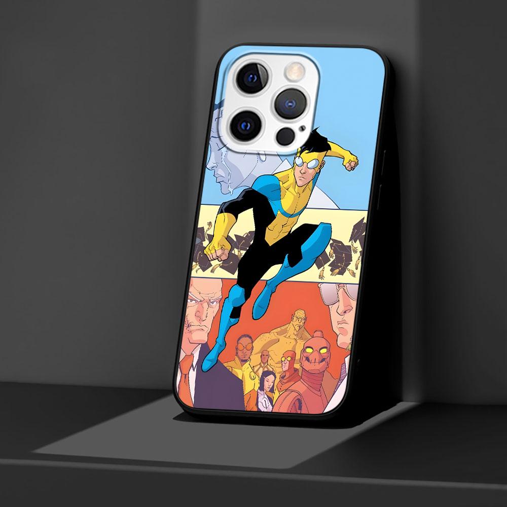 Invincible Case for Apple iPhone 14 11 16 Plus X XS 13 12 Mini XR 15 Pro Max Silicone Black Soft Phone Cover