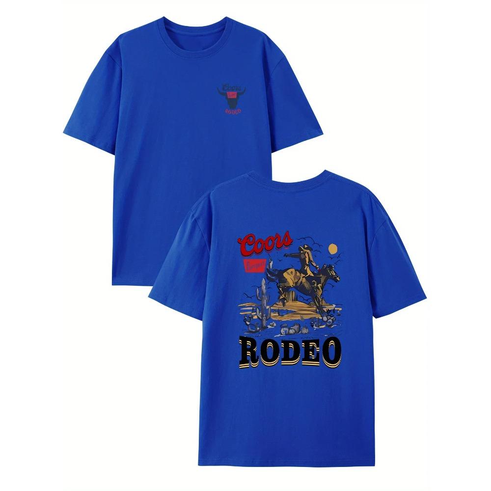 [Tricou Cowboy Casual] Tricou Casual de Vară cu Imprimeu Cowboy - Tricouri cu Mânecă Scurtă pentru Bărbați
