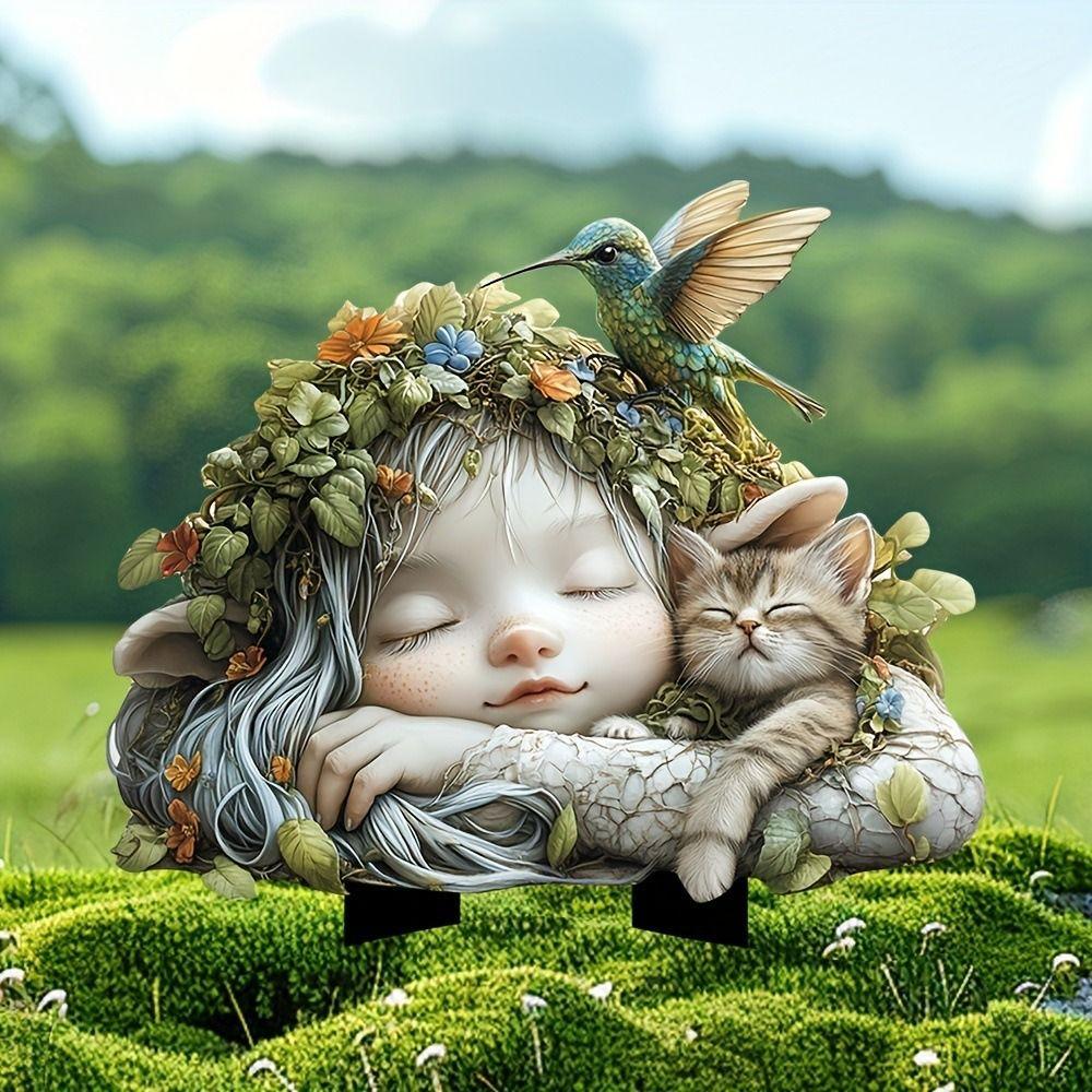 Artificial Fairy Garden Art Sculpture Cute Garden Floor Plugs Crafts Garden Stake Statue  Courtyard