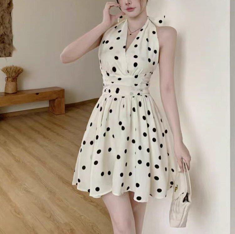 French simple, sweet and spicy, sexy big U-neck tight-fitting hip-wrapped dress for women s summer ins style black short dress tide S