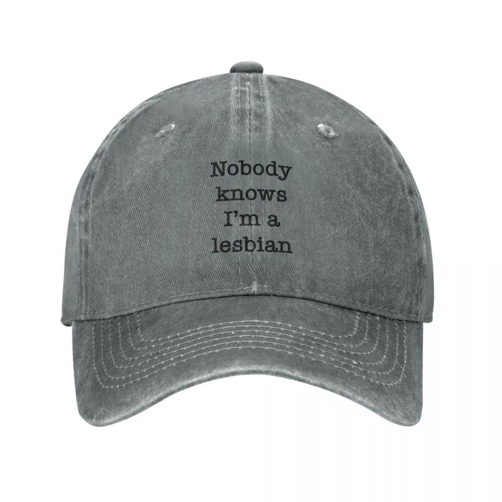 Nobody knows im a lesbian Baseball Cap Christmas Hat Sports Cap Sunhat Military Cap Unisex Womens Beach Visor Unisexs