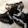 Black Women's Lace Mid-Waist Bow Mesh Panties - 620 Series