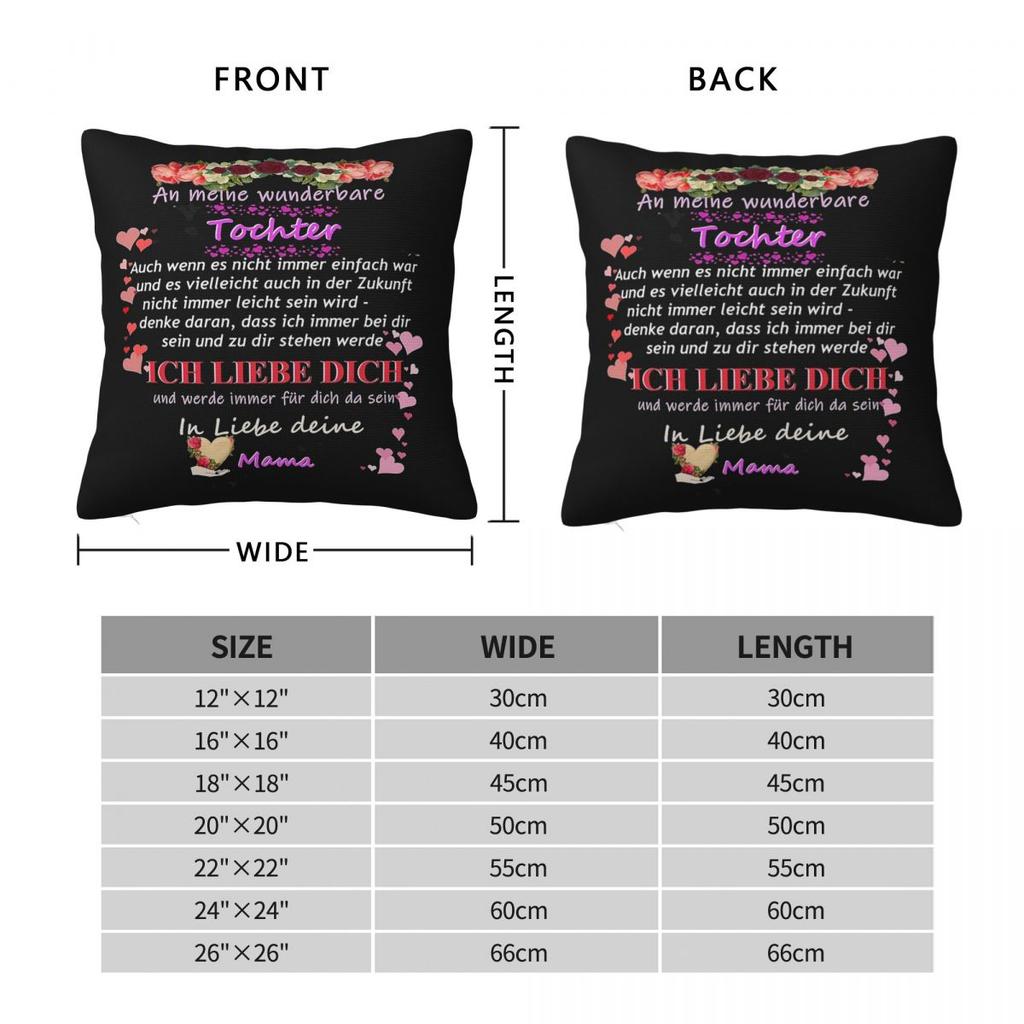 Wonderful Daughter Mom Love Saying Square Pillowcase Polyester Linen Velvet Creative Decorative Throw Pillow Case Cushion 18"