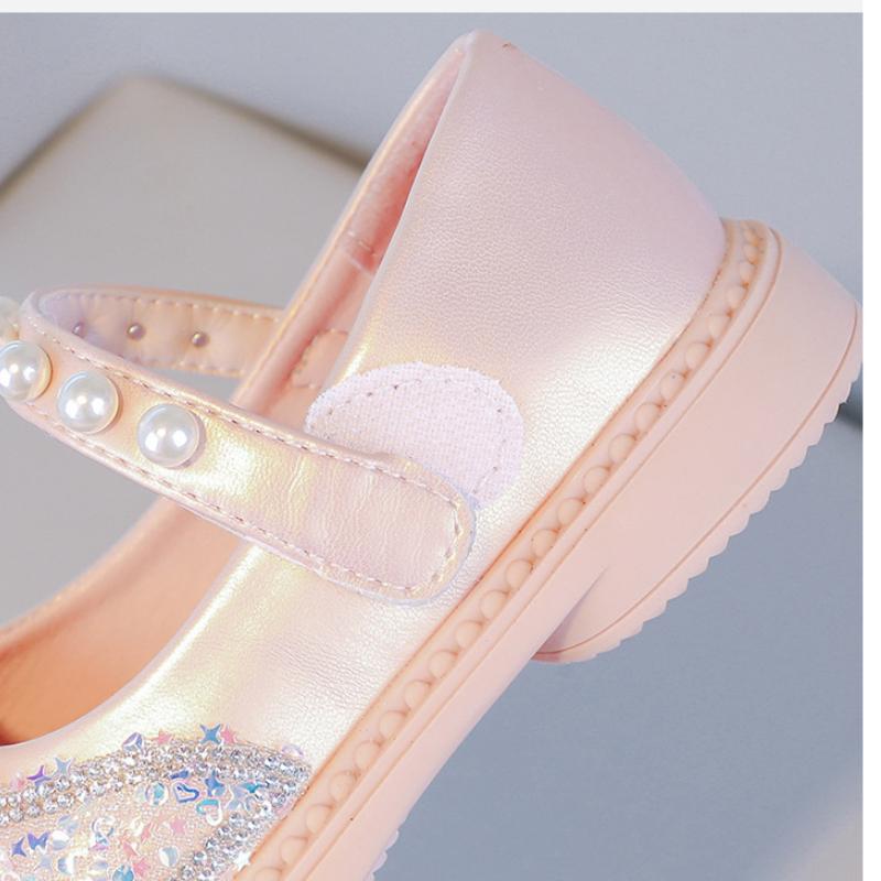 Girls Princess Crystal Shoes Spring Summer 2025 New Casual Rhinestone Soft Bottom Girls Performance Single Shoes
