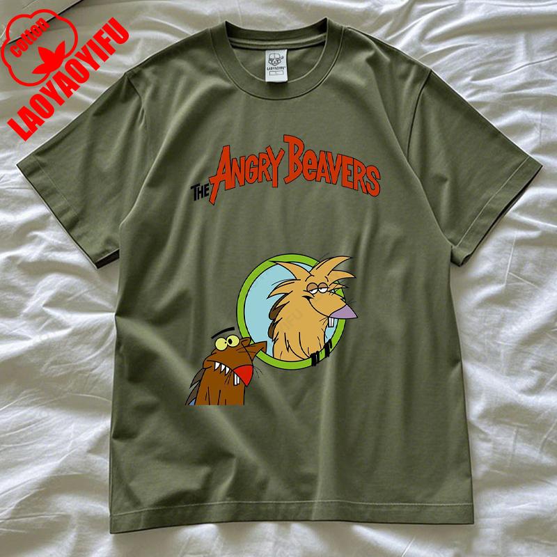

The Angry Beavers Shirt 90s Nostalgic Cartoon Tv Show T-Shirt Daggett and Norbert Graphic tee Men Woman Cotton Short-sleeve Tops 4XL