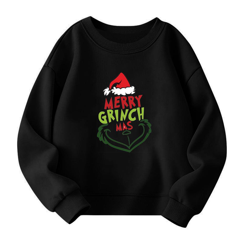 Christmas Day Girls Round Neck Pullovers For Kids Printed Baby Tops
