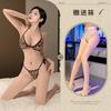 Leopard print erotic underwear comfortable three-point sexy neck strap underwear set small breasts gather sexy qqny