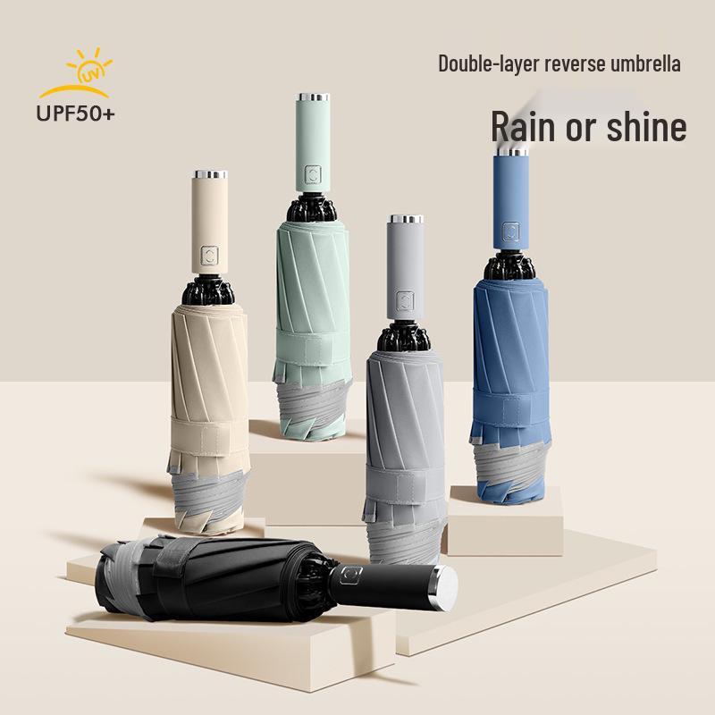 32-Rib Double-Bone Automatic Sun & Rain Car Umbrella - Customizable Folding Sun Protection & Gift