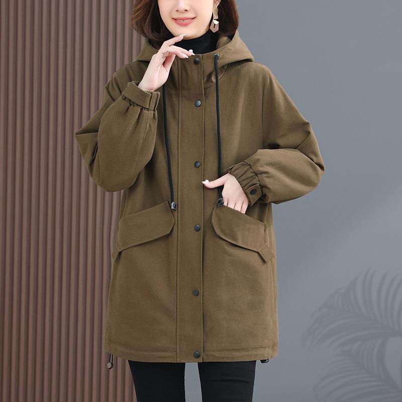 Women's Fashionable Fleece-Lined Parka: Thickened Cotton Jacket - 2024 Winter Outerwear, Loose Fit, Casual Style for Moms.