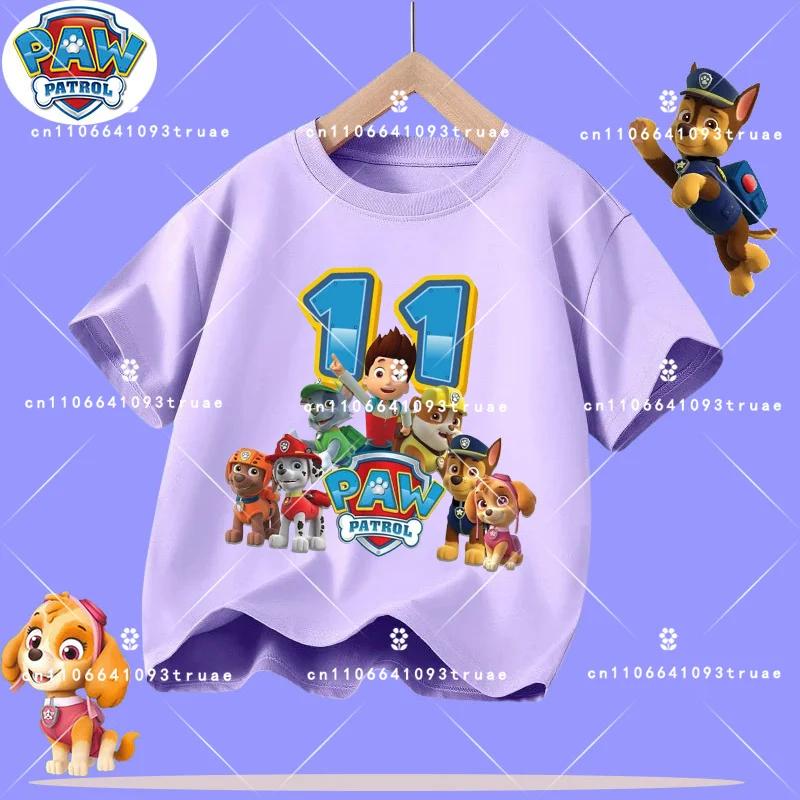 1-12 years old summer Polyester T-shirt for PAW Patrol children's short-sleeved casual top for girls and boys with cartoon print