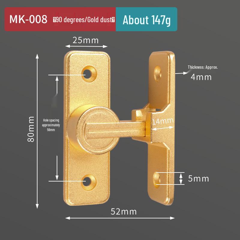 Punch-Free 90° Sliding Door Latch & Lock for Barn, Bathroom, or Toilet Doors