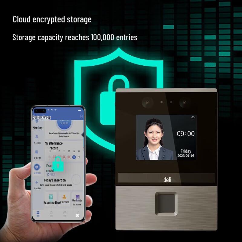 Deli DL-D3 Smart Cloud Face Recognition Attendance Machine CN Plug (adapter Included)