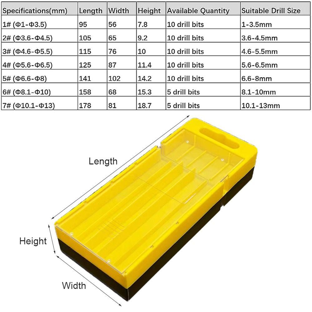 1Pcs Plastic Drill Bits Storage Box Pull-out Multi-gauge Tool Parts Storage Case 5/10 Grids Hardware Tool Box