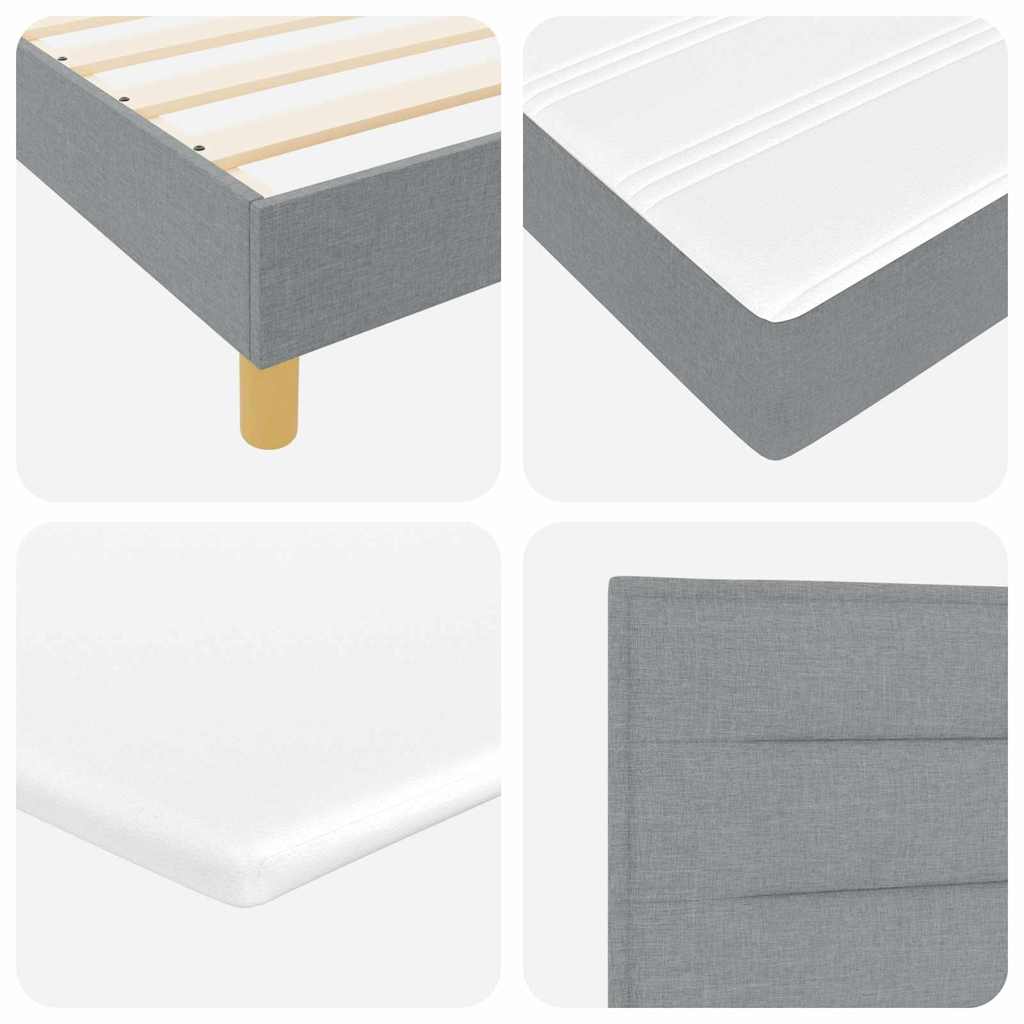 Box Spring Bed with Mattress Light Grey 190 x 140 cm Fabric