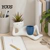 Decoración para Jardinería de Interior Maceta para Chico Perezoso, Maceta con Adorno de Personaje Pequeño, Creativo Soporte para Suculentas Lindo Acostado Maceta Doble Humanoide