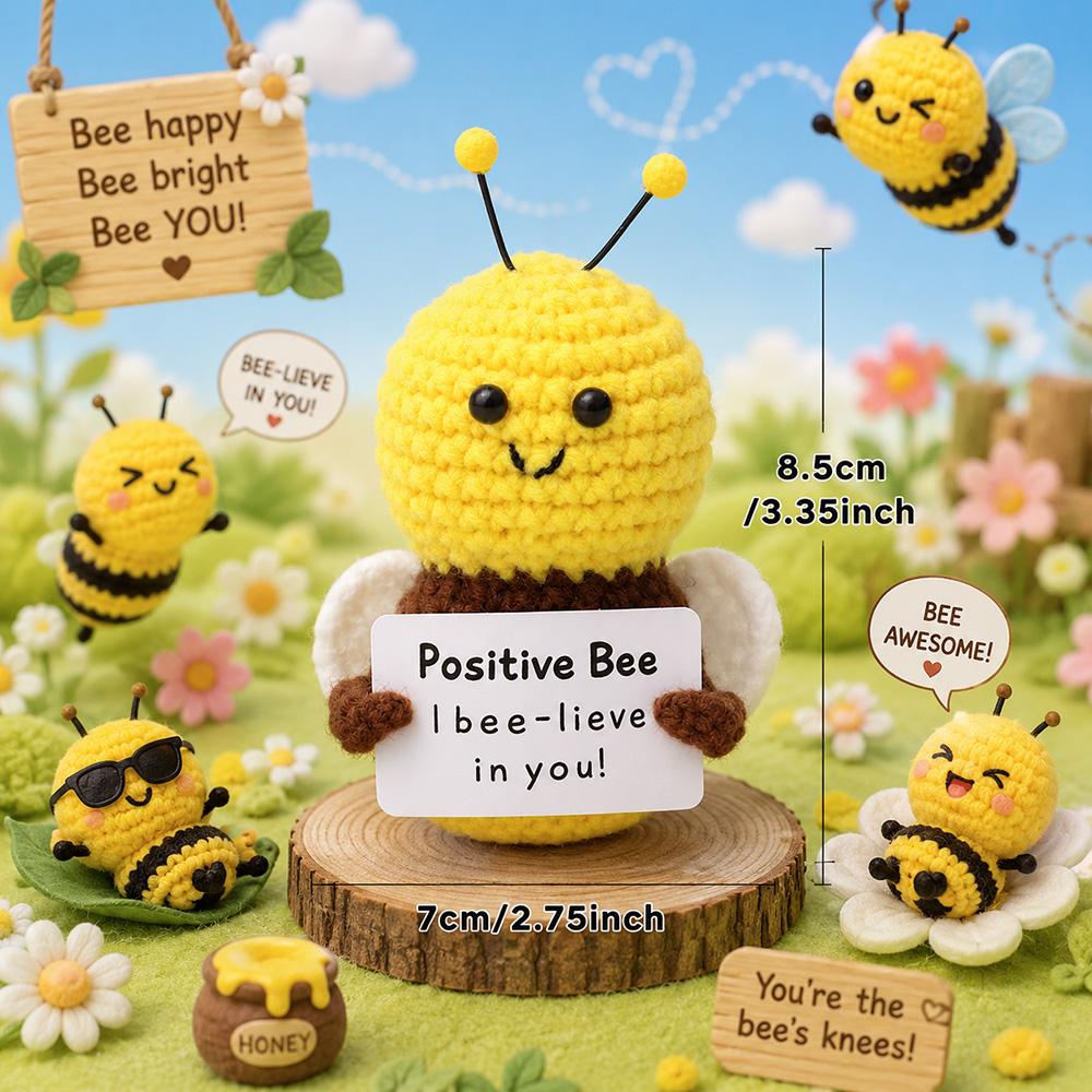 Bambola all'uncinetto Energia Positiva Tasca Abbraccio Fatto a Mano Maglia Peluche Patata Pianta Avocado Ape Tartaruga Anatra Divertente Regalo di Supporto Emotivo
