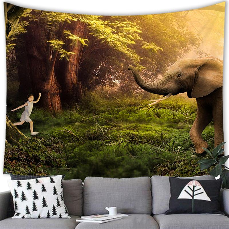 Elephant Tapestry Wall Hanging Wild Animal Creative Elephant Decorative Tapestry Wall Hanging Elephant Home Dormitory Decoration