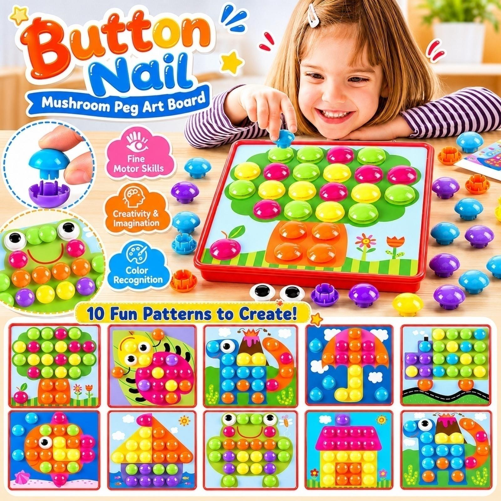 Button Toy for Kids, Pegboard Puzzle Set One Size