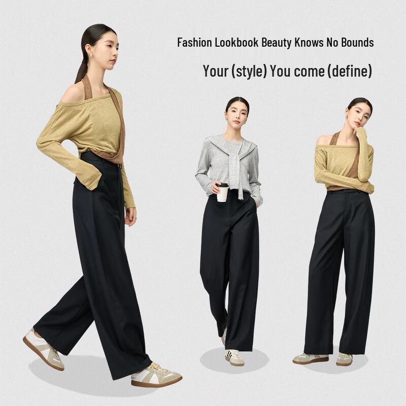 YERAD Women's Wool Blend Loose Wide-Leg Banana Pants