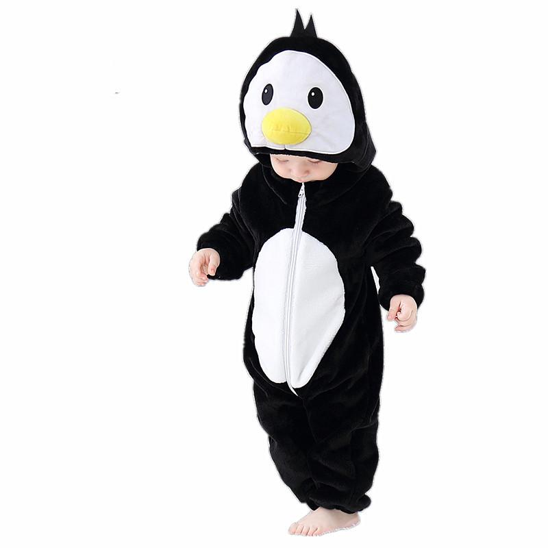 Unisex Monkey Animal Hooded Bodysuit Flannel Winter Pajamas Halloween Girls Boys Role Play Bodysuit