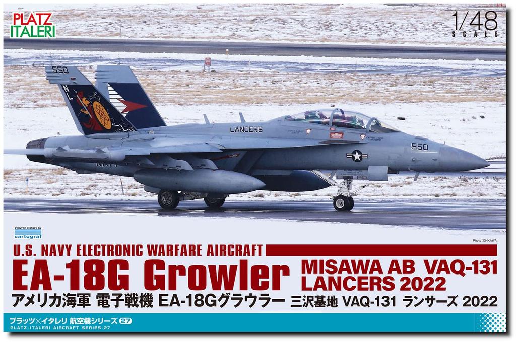 Platz/Italeri 1/48 Scale U.S. Air Force Electronic Warfare Aircraft EA-18G Growler Misawa Air Base VAQ-131 Lancers 2022 Plastic Model Kit TPA-27