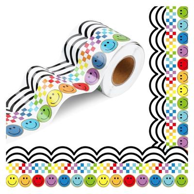 32.8ft Smiling Face Border Trim Wall Sticker for Chalkboard Notice Board Decoration Bulletin Board Border Trim Sticker