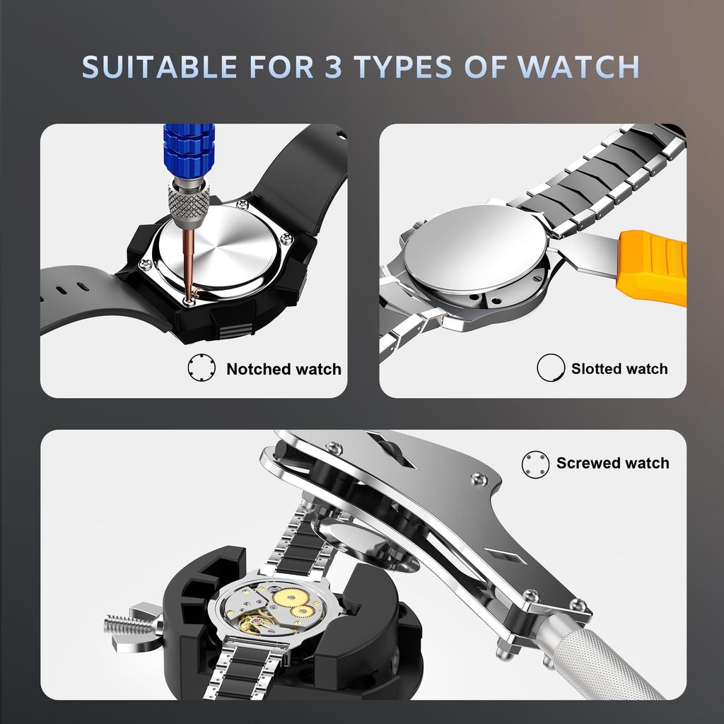 JOREST Uhrenwerkzeug Uhrenreparatur Uhrenbatteriewechsel Stift Uhrenarmband Uhrenbatterie Uhrenboden Uhrenöffner Uhrengehäusedeckelverschluss Federsteg