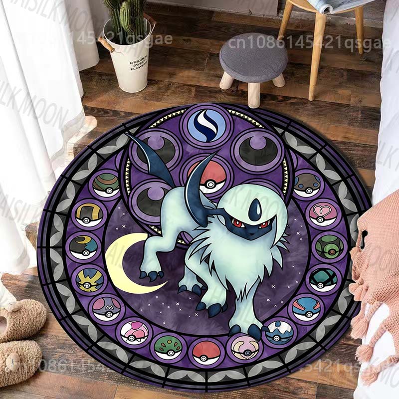 Japanese Pet Collecting Game E-vee Print Round Carpet for Living Room Bedroom Table Chair Sofa Home Decor Area Rug Luxury Gift