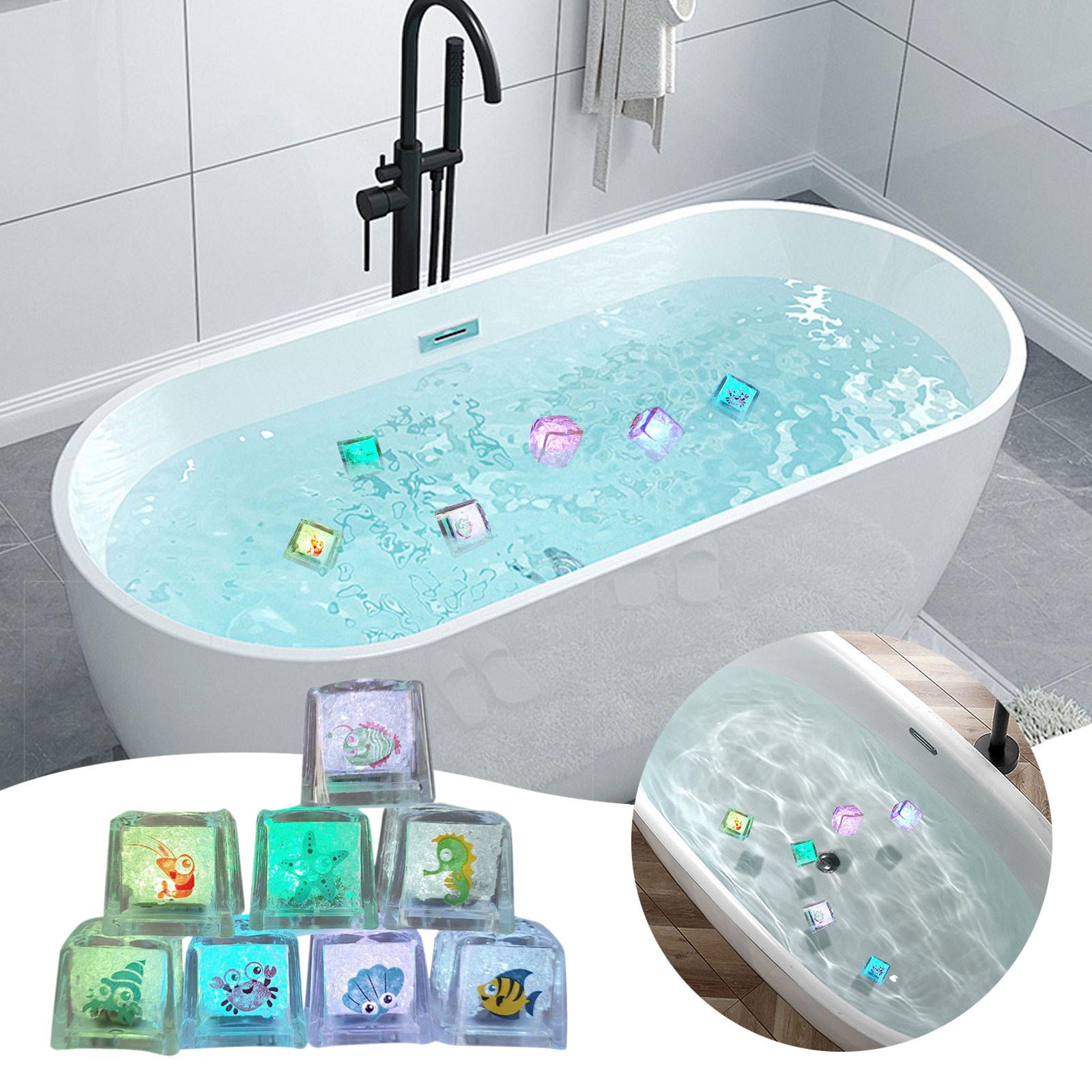 

Kids Childrens Luminous Cube Bathtub Luminous Ice Cubes LED Ice Cubes Luminous Bath Toy Sensory Bath Toy Water Playing Playmat For белый