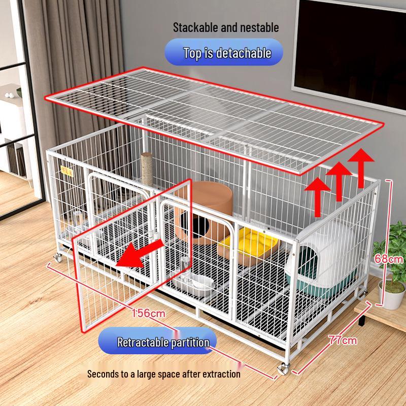 Medium & Large Dog Indoor Kennel with Full Square Tube Design and Built-in Toilet