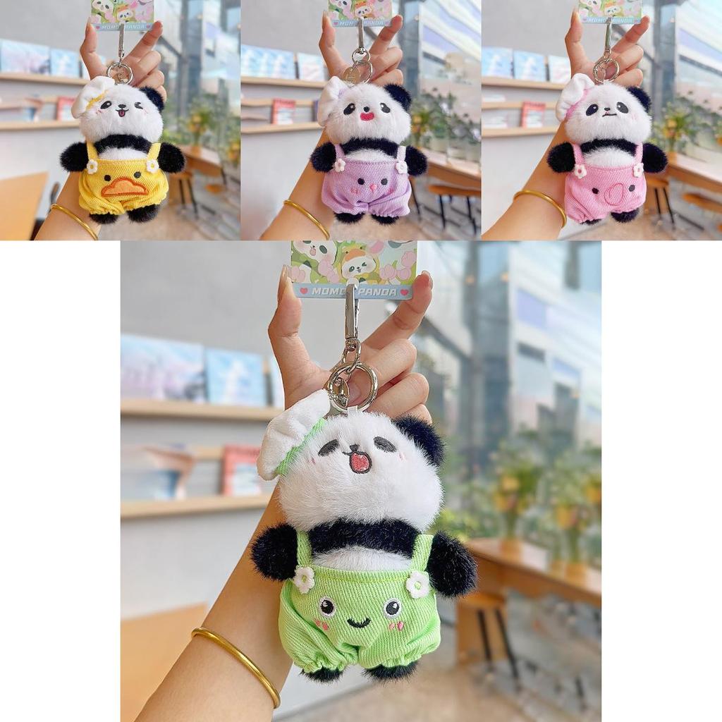 Mocha Blue Panda Momo Chef Plush Keychain With Polyester Material For Collectors And Fans