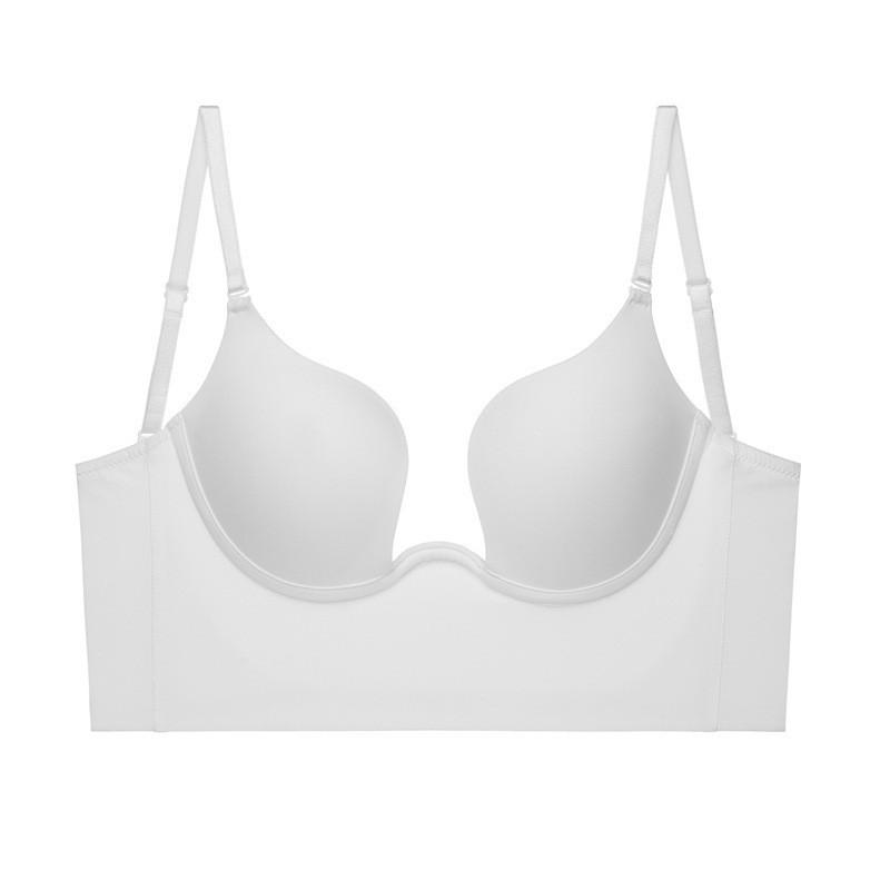 Big halter beautiful back bra U-shaped smooth surface small chest gathering underwear sexy invisible neck bra bra bra women