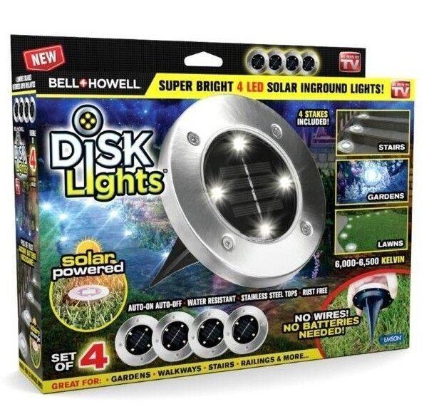 Howell Bell Disk Lights Solar Powered Led Outdoor Lights As Seen On Tv 4 Pack