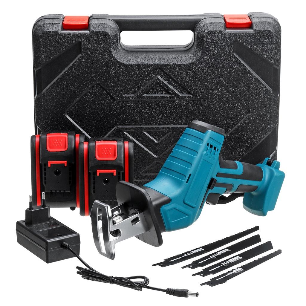 Cordless Electric Reciprocating Saw And 4 Saw Blades Metal Cutting Wood Tool Portable Woodworking Cutters With Plastic Case