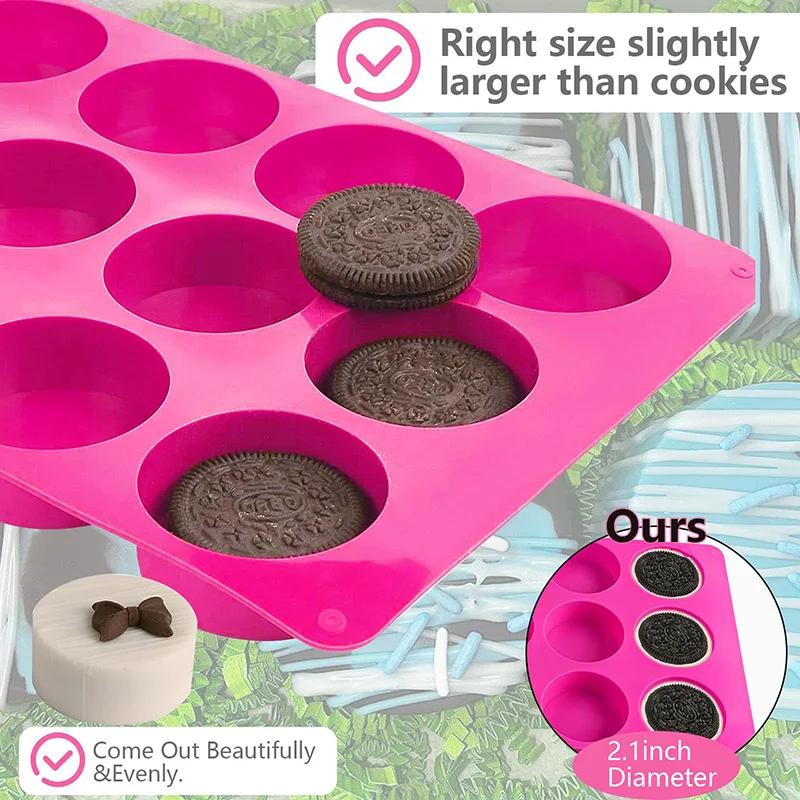 Runde Schokoladen-Keksformen Oreo Schokolade Silikonform 12-Mulden Zylinder Silikonformen für Gelee Mini-Kuchen Muffin Backen