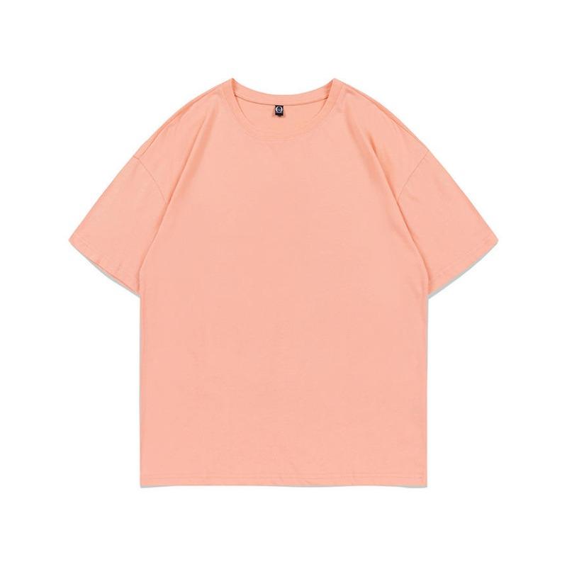 Summer new 200g pure cotton small shoulder youth campus sports and leisure loose solid color round neck short sleeves