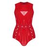 S-3XL Women‘s Waterproof Romper Sleeveless Back Zipper Elastic Waist Press Button Crotch Jumpsuit for Pool Party Nightclub