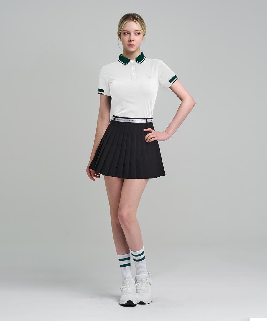 DOWNBLOW Women'S Golf Wear Color-Blocked Collared Short Sleeve T-Shirt Dbc 1914W