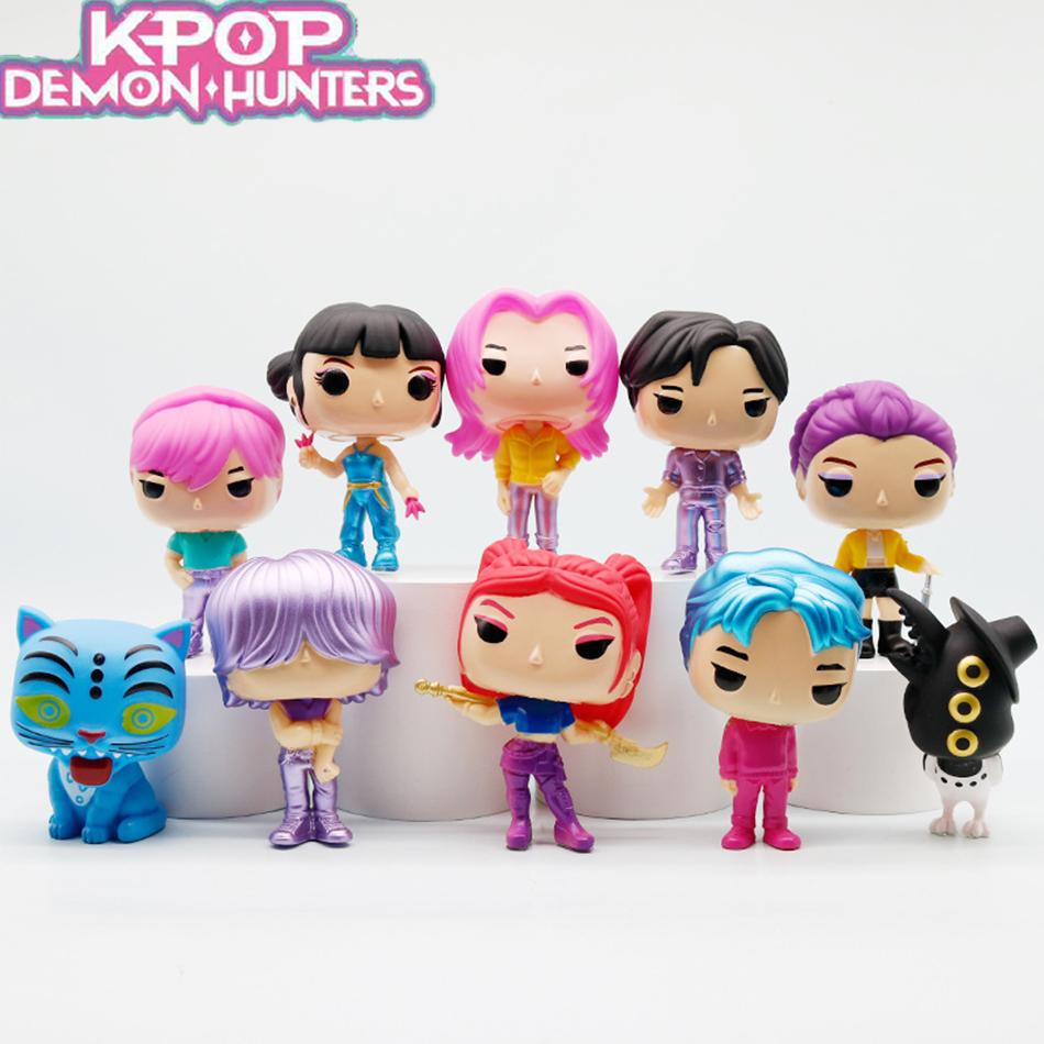 10pcs/set Cute Kpop Demon Hunters Figurine Series Protagonist Group Magpie Model Anime Game Doll Model Home Decoration