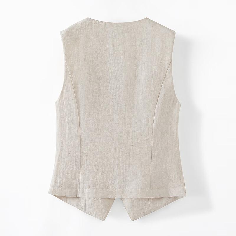 Damen Kurzweste mit V-Ausschnitt aus Leinenmischung
