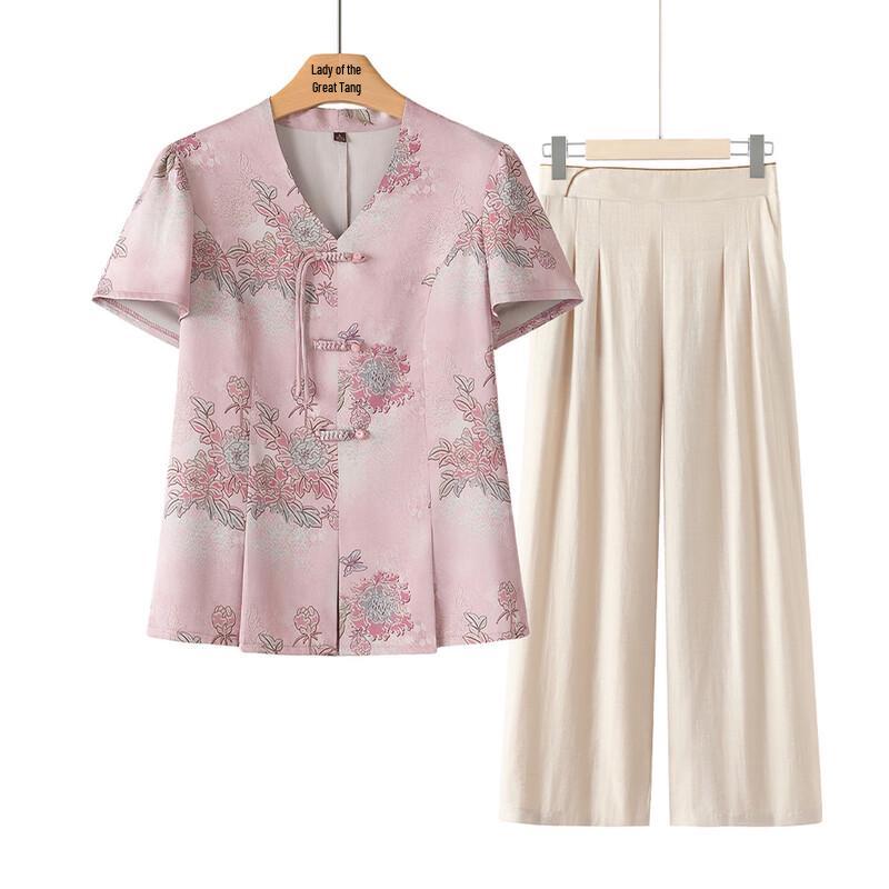 Elderly Women s Summer Short Sleeve Set 2XL