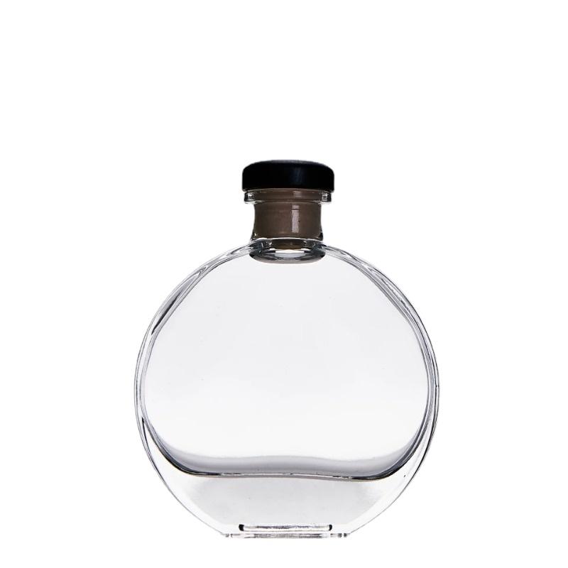 Oblateness Shaped Mini Whiskey Bottle Simple Outdoor Easy Carry Lead-free Glass Whiskey Decanter Transparent Liquor Vodka Bottle
